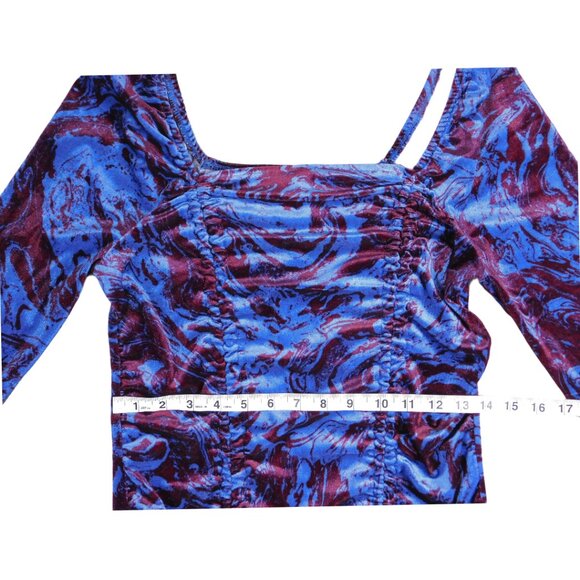 Wild Fable Ruched Velvet Mini Dress – Abstract Print Long Sleeve – Size L NWT - Picture 7 of 10